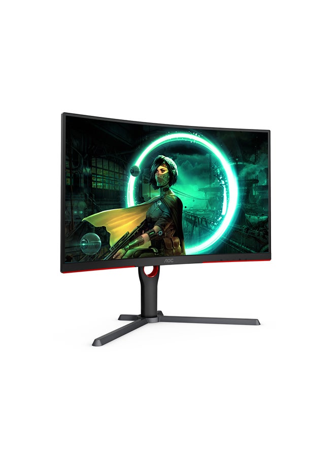 AOC CQ27G3Z 27-Inch (VA / 1000R) Curved Gaming Monitor, Quad HD (2560 x 1440), 240Hz, 0.5ms, HDR 10 Visual, HDMI 2.0 x 2 DisplayPort 1.4 x 2, Adaptive Sync Anti-tearing Technology Black/Red - Image 3