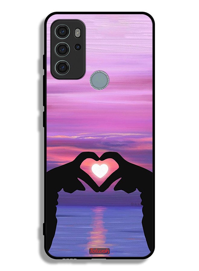 Tolwak Motorola Moto G60S Protective Case Cover Heart Moon - Image 2