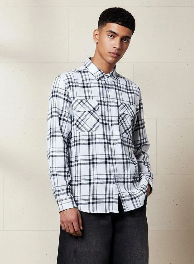 لي كوبر قميص لي كوبر رجالي كاروهات بأكمام طويلة وياقة