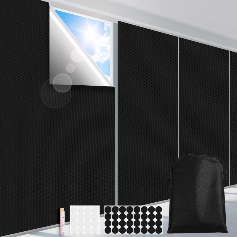 FADOTY 100% Blackout Curtains for Bedroom 118 "" x 57 "" Portable Blackout Shades Film No Drilling Travel Blackout Blinds Sun Light Blocker Window Cover Black Out Curtains for Nursery Dorm Room Windows - Image 1