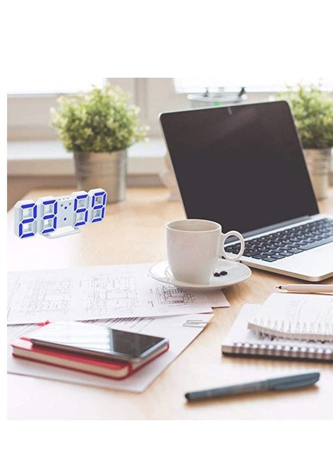 PADOM - Padom 3D Multi Functional LED Digital Alarm Clock White Body Blue Light - Image 1