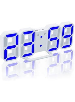Padom 3D Multi Functional LED Digital Alarm Clock White Body Blue Light
