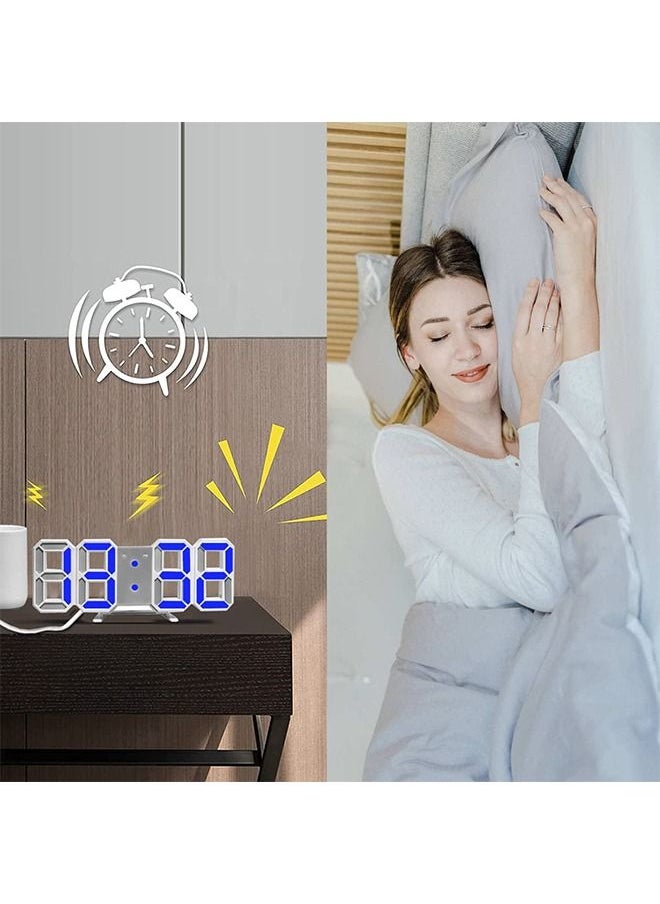 PADOM - Padom 3D Multi Functional LED Digital Alarm Clock White Body Blue Light - Image 1