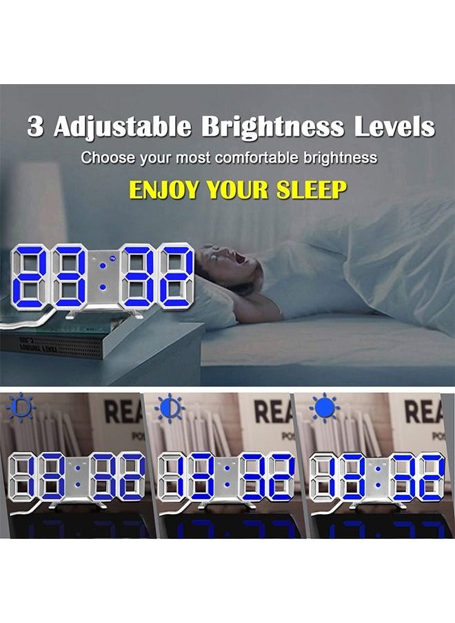 PADOM - Padom 3D Multi Functional LED Digital Alarm Clock White Body Blue Light - Image 1
