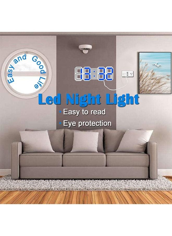 PADOM - Padom 3D Multi Functional LED Digital Alarm Clock White Body Blue Light - Image 1