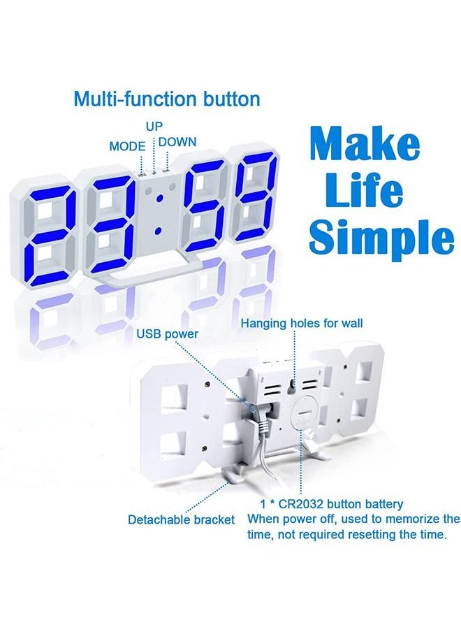 PADOM - Padom 3D Multi Functional LED Digital Alarm Clock White Body Blue Light - Image 1