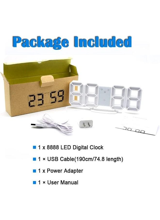 PADOM - Padom 3D Multi Functional LED Digital Alarm Clock White Body Blue Light - Image 1