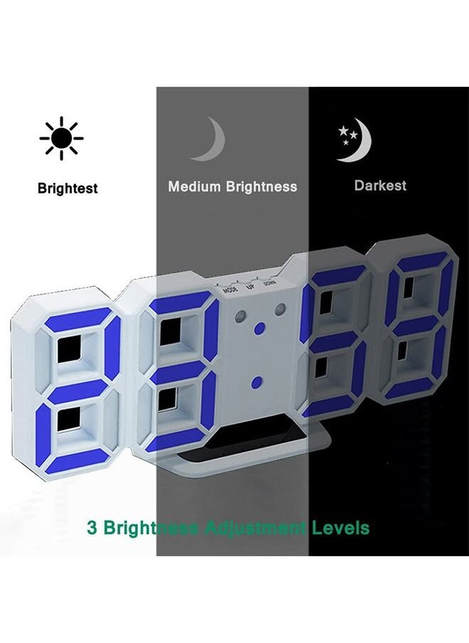 PADOM - Padom 3D Multi Functional LED Digital Alarm Clock White Body Blue Light - Image 1