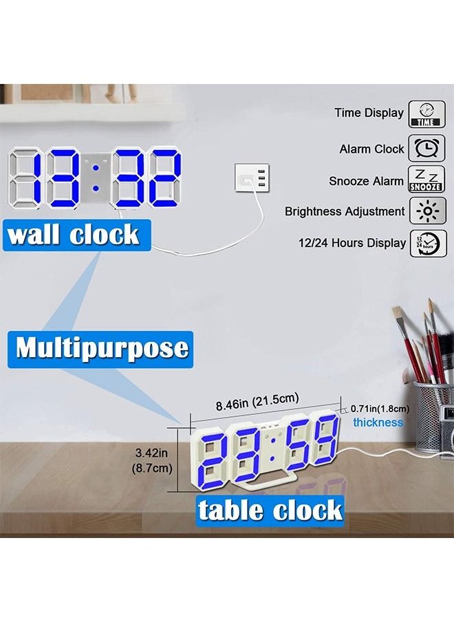 PADOM - Padom 3D Multi Functional LED Digital Alarm Clock White Body Blue Light - Image 1