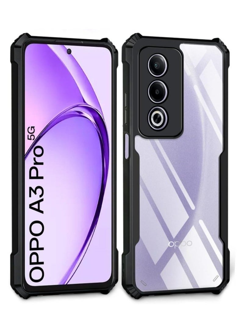 OPPO A3 Pro 5G Case Cover, Ultra-Thin Lightweight Cover Soft TPU Bumper, Acrylic Clear Back Mobile Phone Case Cover For OPPO A3 Pro 5G, Black - Image 1