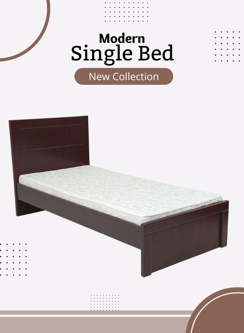 اي اف تي إطار سرير فردي أنيق مصنوع من مادة MDF - لمسة نهائية باللون البني الماهوجني، بطول 197 سم وعرض 95 سم، تصميم لوح أمامي مرتفع للراحة والمتانة. بني ماهوجني (عرفان) - Image 3