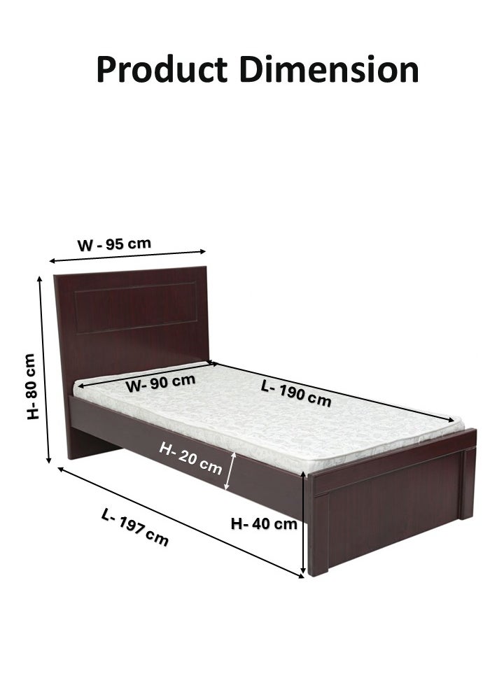 AFT Elegant Single Bed Frame with MDF Construction - Mahogany Brown Finish, 197 cm Length x 95 cm Width, High Headboard Design for Comfort and Durability. Mahogany Brown (ARFAN)  - Image 3