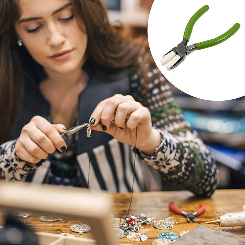 ملاقط ذات فك مسطح من النايلون مصغرة من الفولاذ الكربوني أداة دقيقة لصنع المجوهرات لتشكيل الأسلاك والخرز - Image 3