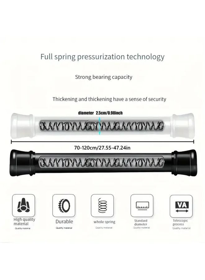 White Adjustable No Drill Tension Rod 27 56 47 24 Inch for Shower Curtain Window - Image 4