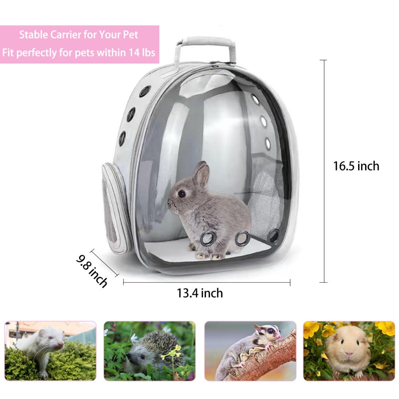 CUTENNIOU Small Pet Carrier Backpack Rabbit Carrier with Harness Vest Stretchy Elastic Leash Large Breathable Pet Carrier Airline Approved for Bunny Guinea Pig Ferret Hedgehog Kitten Travel Walking - Image 2