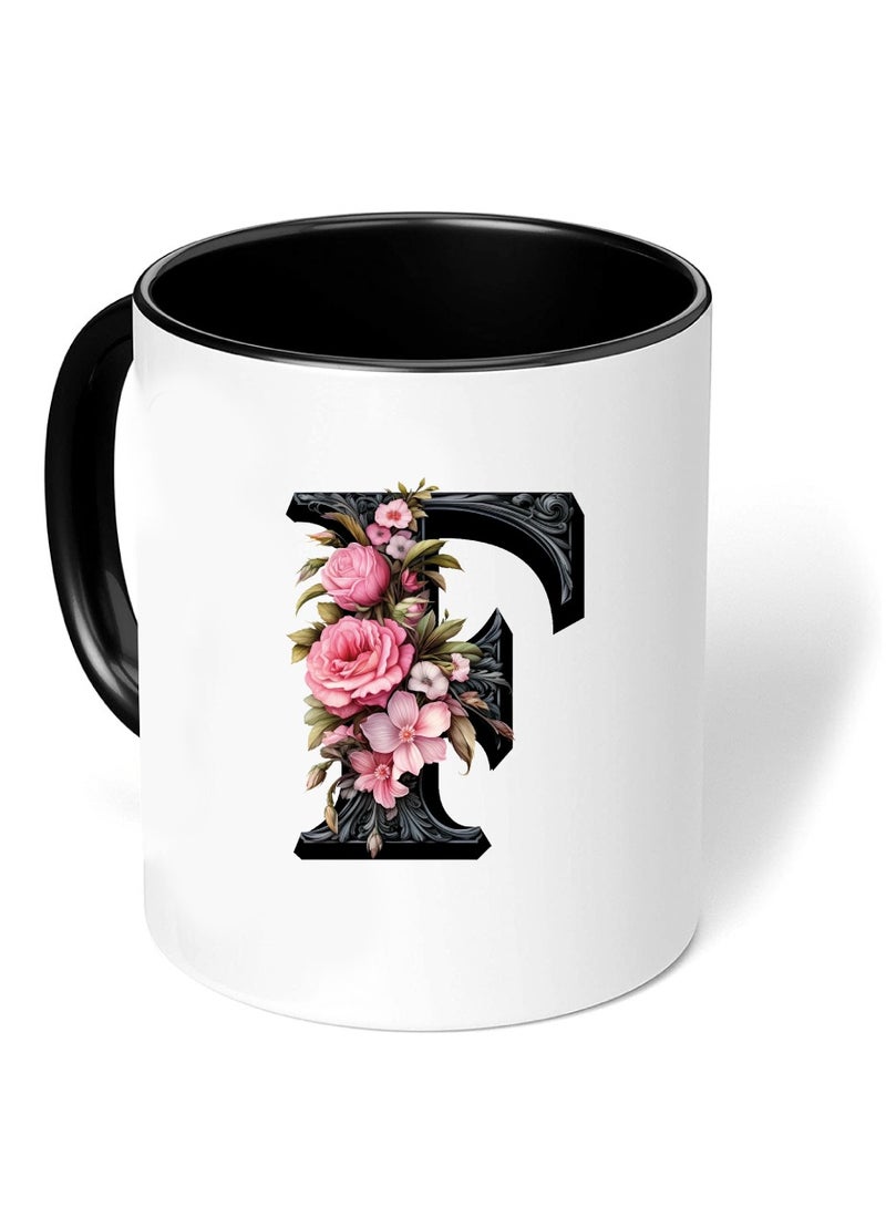 برينت شوب فور مي كوب قهوة سيراميك مبدئي بحروف كبيرة - كوب قهوة أو شاي سيراميك بتصميم منمق مطبوع بلونين - كوب قهوة أو شاي سيراميك 11 أونصة - كوب أسود لامع - هدية شخصية لأفراد العائلة والأصدقاء - Image 3