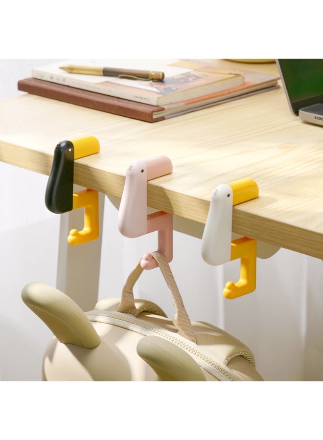 HOMESTAR Thinking Duck Bookbag Hook – Innovative No Drill Desk Side Hanger For Bags, Hats & Coats | Secure Mechanical Spiral Lock & Anti-Slip TPR Pad | Durable ABS+TPR Material | Stylish Pink, White & Black Colors | Space-Saving Organizer For Home, Office & Dorm - Image 1