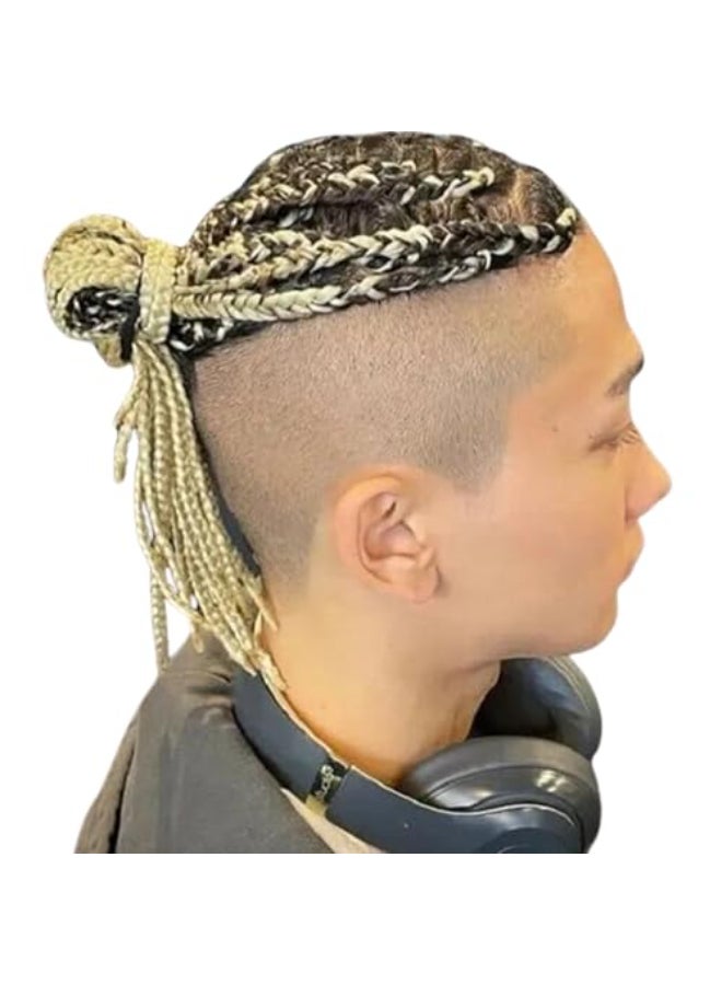 Voloria Transparent Full Lace Base Box Braids Toupee For Men Women and Kids 1B Human Hair Mix 613 Blonde Synthetic Braides Extensions Crocheted On the Hairpieces 8x10 Inches - Image 1