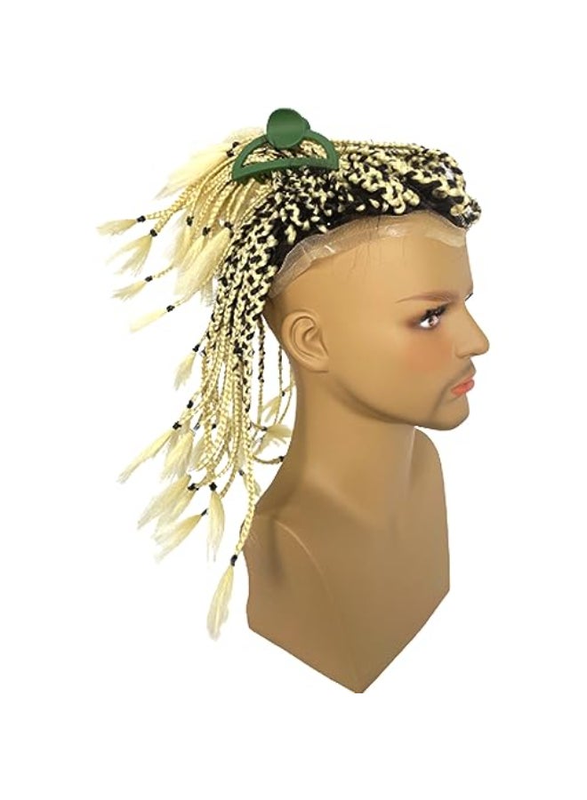 Voloria Transparent Full Lace Base Box Braids Toupee For Men Women and Kids 1B Human Hair Mix 613 Blonde Synthetic Braides Extensions Crocheted On the Hairpieces 8x10 Inches - Image 3
