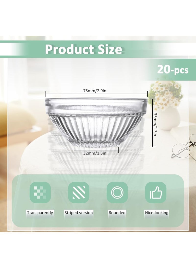 SYOSI أوعية تحضير زجاجية، أطباق صلصة صغيرة شفافة سعة 2.5 أونصة، أوعية صغيرة قابلة للتكديس لتغميس التوابل والصلصات والحلويات والمكونات للاستخدام في الطهي أو التقديم، 20 قطعة - Image 2