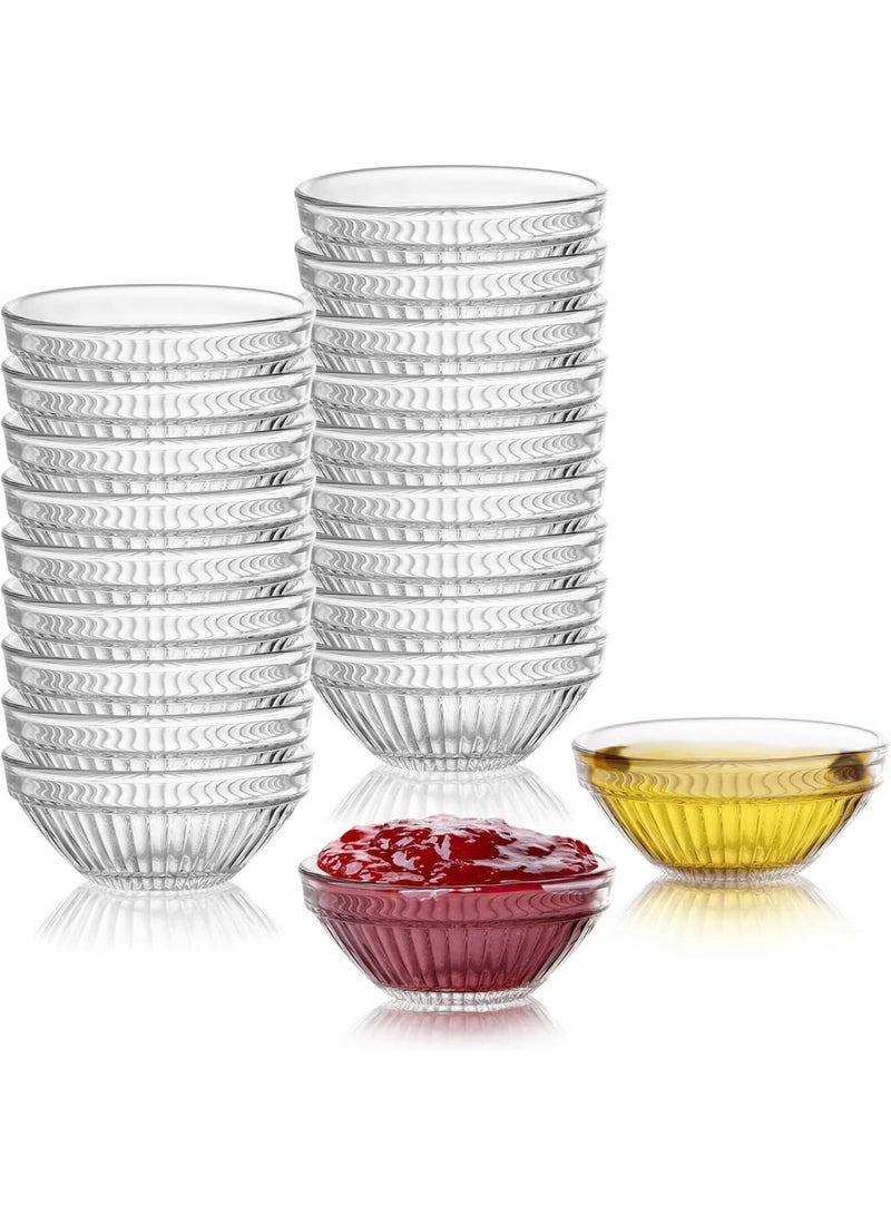 SYOSI أوعية تحضير زجاجية، أطباق صلصة صغيرة شفافة سعة 2.5 أونصة، أوعية صغيرة قابلة للتكديس لتغميس التوابل والصلصات والحلويات والمكونات للاستخدام في الطهي أو التقديم، 20 قطعة - Image 1