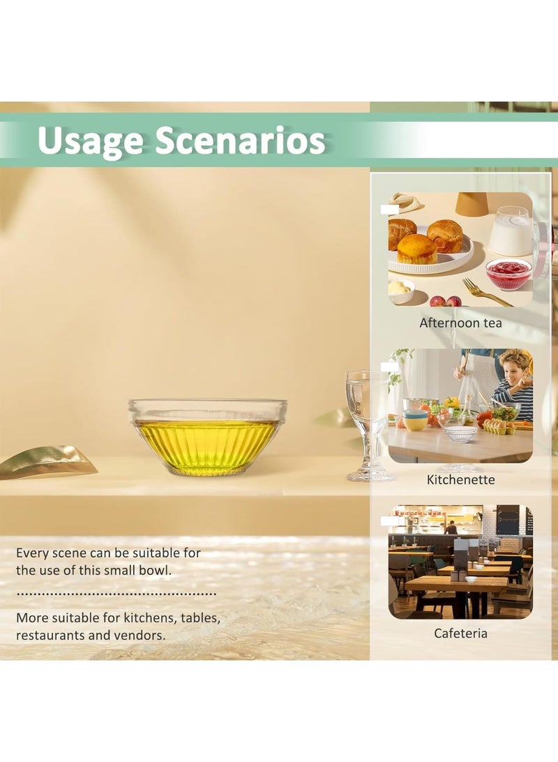 SYOSI أوعية تحضير زجاجية، أطباق صلصة صغيرة شفافة سعة 2.5 أونصة، أوعية صغيرة قابلة للتكديس لتغميس التوابل والصلصات والحلويات والمكونات للاستخدام في الطهي أو التقديم، 20 قطعة - Image 3