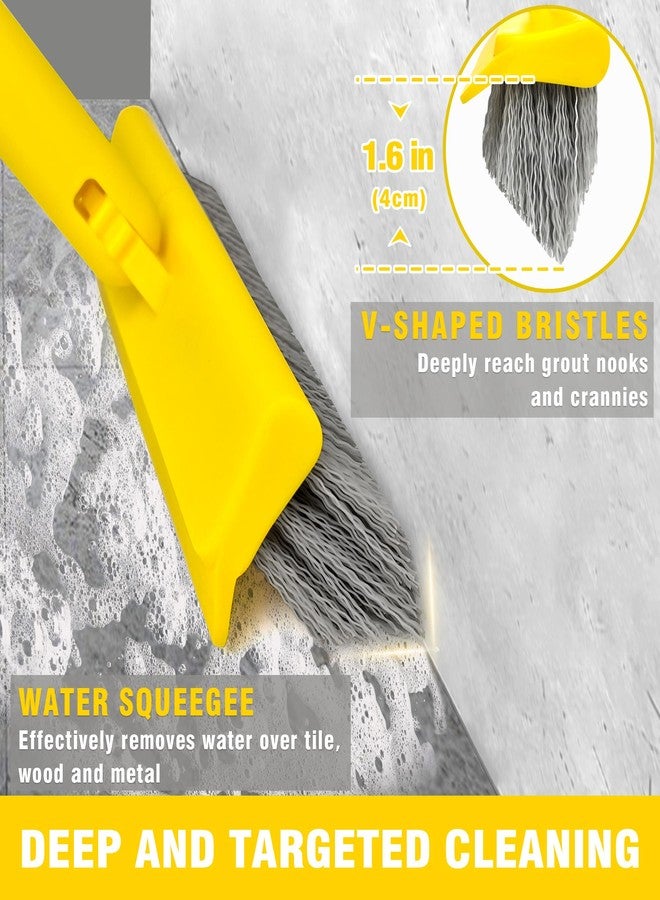 DALIPER 2 in 1 Grout Brush with 49.6" Long Handle, Swivel Grout Cleaning Brush V-Shape Grout Line Scrubber, 180°Rotatable Shower Tile Scrub with Stiff Bristle for Deep Cleaning Shower and Corner - Image 2