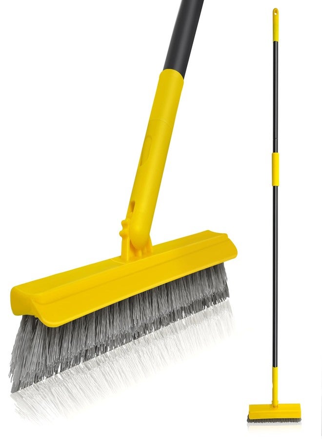 DALIPER 2 in 1 Grout Brush with 49.6" Long Handle, Swivel Grout Cleaning Brush V-Shape Grout Line Scrubber, 180°Rotatable Shower Tile Scrub with Stiff Bristle for Deep Cleaning Shower and Corner - Image 1