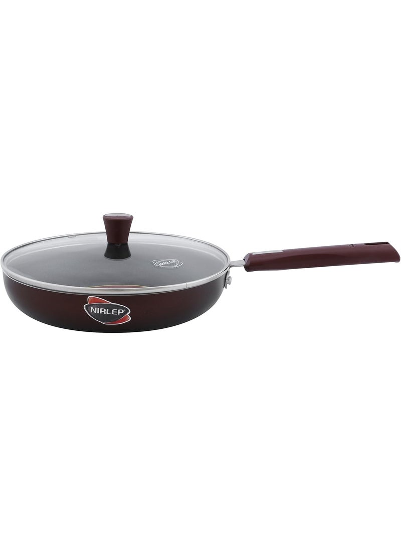 Nirlep Aluminium Fry Pan with Lid, 24cm Maroon, - Image 2