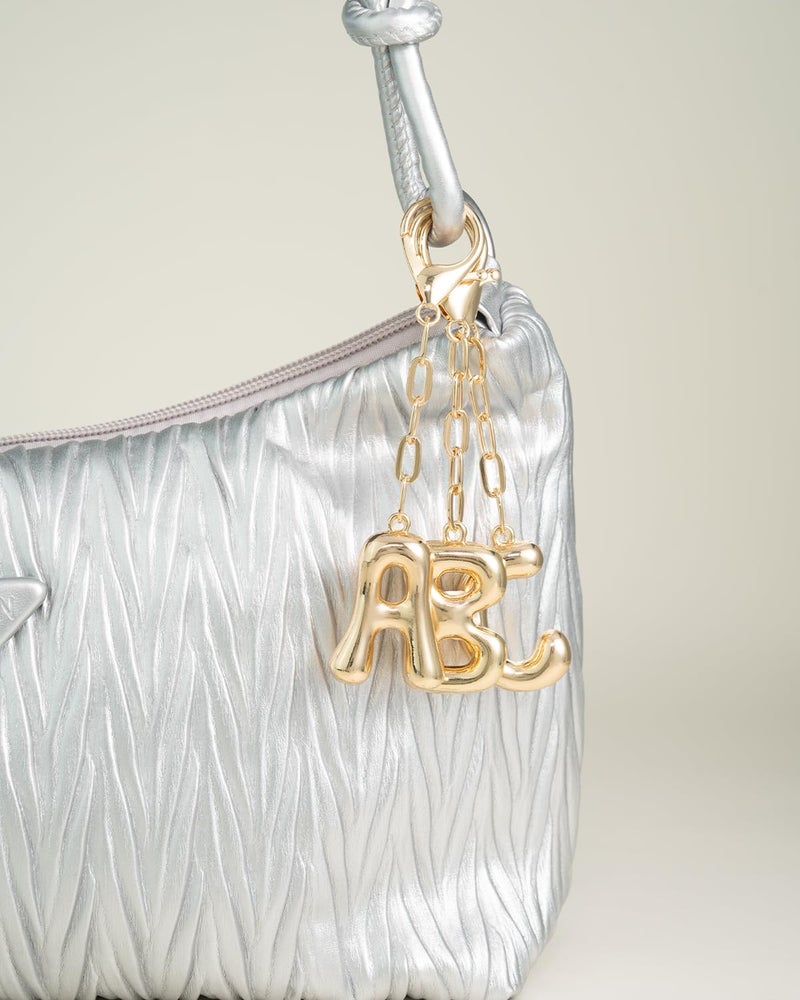 DoDoBeads Initial Keychains, Gold Bubble Bag Charm for Handbags, Cute Purse Keychain with Gold Chain, Personalized Pouch Charms for Bags, Letter E - Image 5