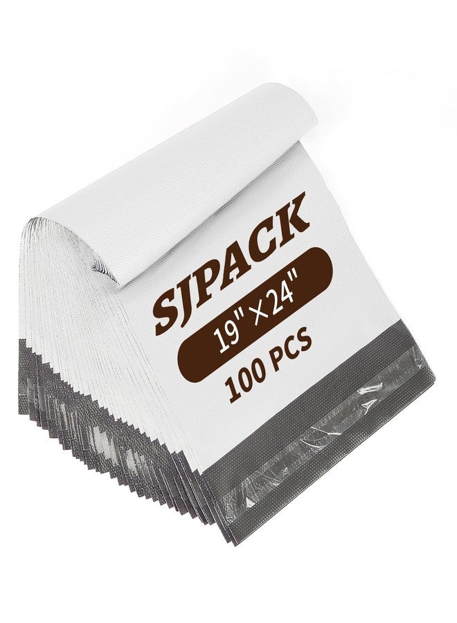 SJPACK Poly Mailers 19x24 inches - 100-piece white large packaging bags, business self-sealing mailing envelopes, clothing and e-commerce waterproof packaging bags - Image 1