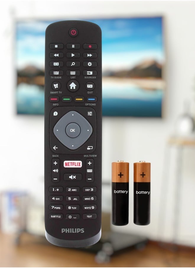 HuHa - Replacement Remote Control Genuine Compatible with Philips TV 43PUS6523/12 32PFS5803/12 32PHT4503/05 65PUS6703/12 65PUS6503/12 55PUS6703/12 55PUS6503/12 Ultra Slim 4K Smart 4K Smart UHD LED with battery - Image 1