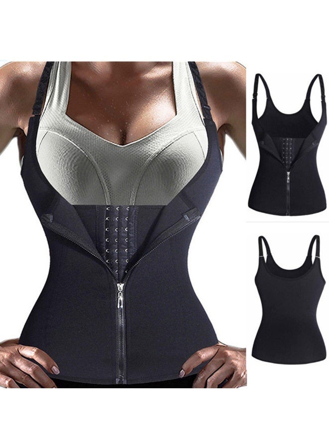 Womens Sports Fitness Zipper Waist Trainer Vest Belt Tummy Control Gym Tank Top Corset Shapewear For Women Or Men - Image 1