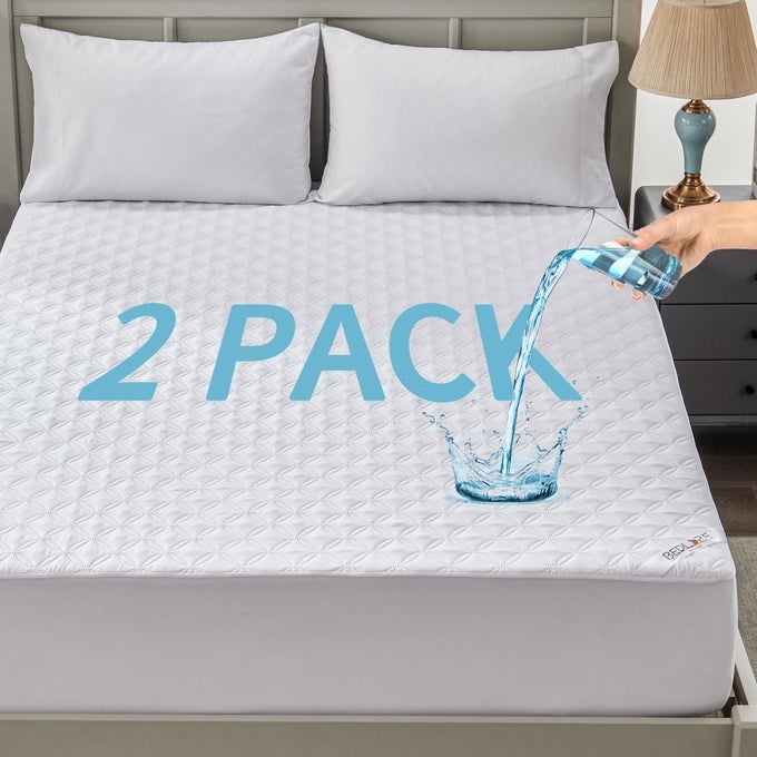 2 PACK WATERPROOF MATTRESS PROTECTOR TWIN SIZE MATTRESS PAD WITH DEEP POCKET FITTED UP TO 615 INCHES SOFT NOISELESS SINGLE BED MATTRESS COVER FOR BEDROOM DORM ROOM