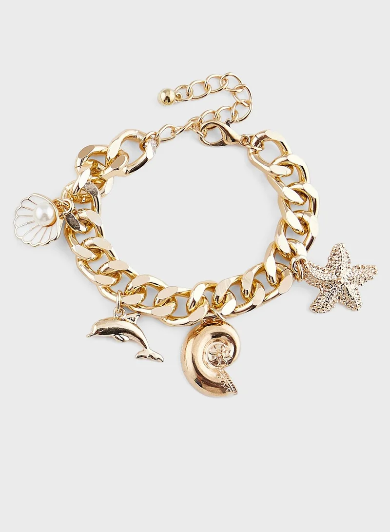 Ginger Multi Charm Oceanic Short Necklace & Bracelet Set
