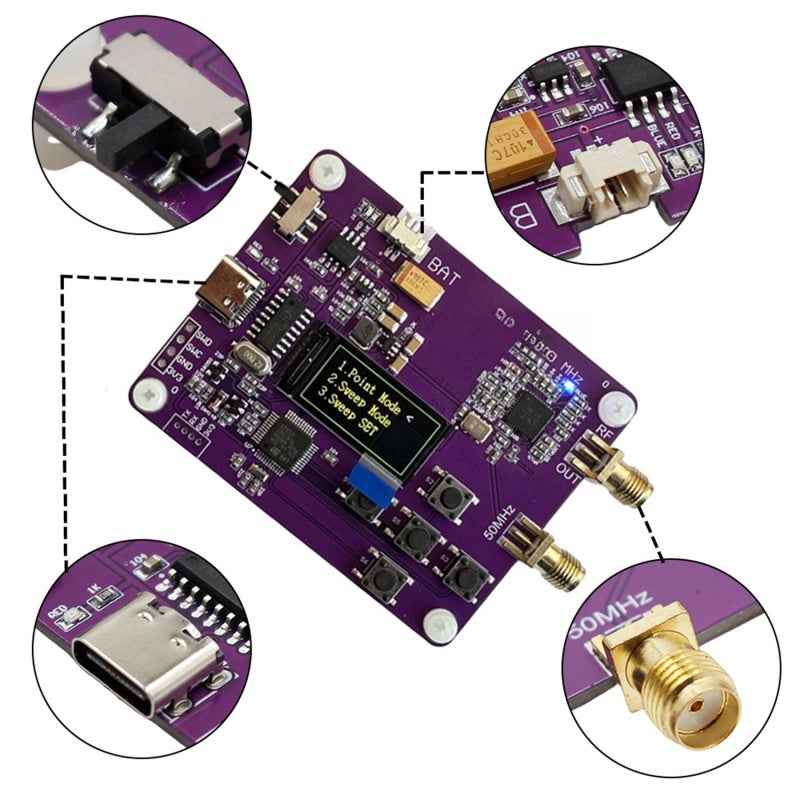 6GHz RF Signal Generator 23.5MHZ-6000MHz Push button version oled screen display HMC833 - Image 4