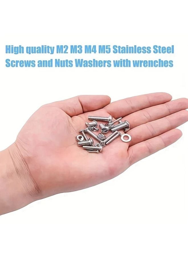 1220pcs M2 M3 M4 M5 Stainless Steel Hex Button Head Cap Bolts Screws Nuts Washers Kit - Image 4