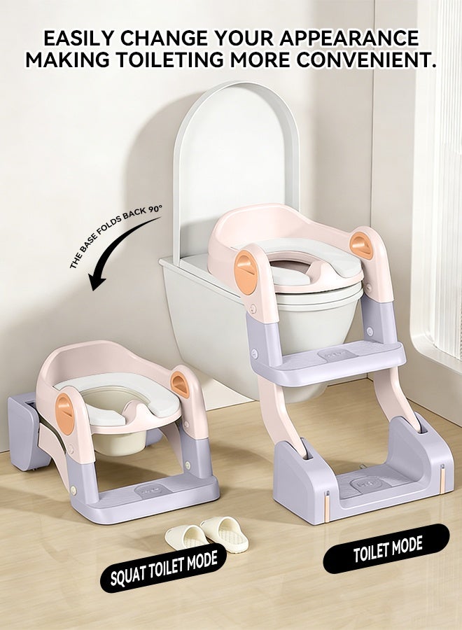 Yoyula Baby Potty Seat With Ladder For Western Toilets Kids Toilet Potty Training Seat For Baby With Handle Cushion Kids Potty Chair Kids Potty Seat For Baby Kids 1 To 8 Years Boys Girls Pink - Image 2
