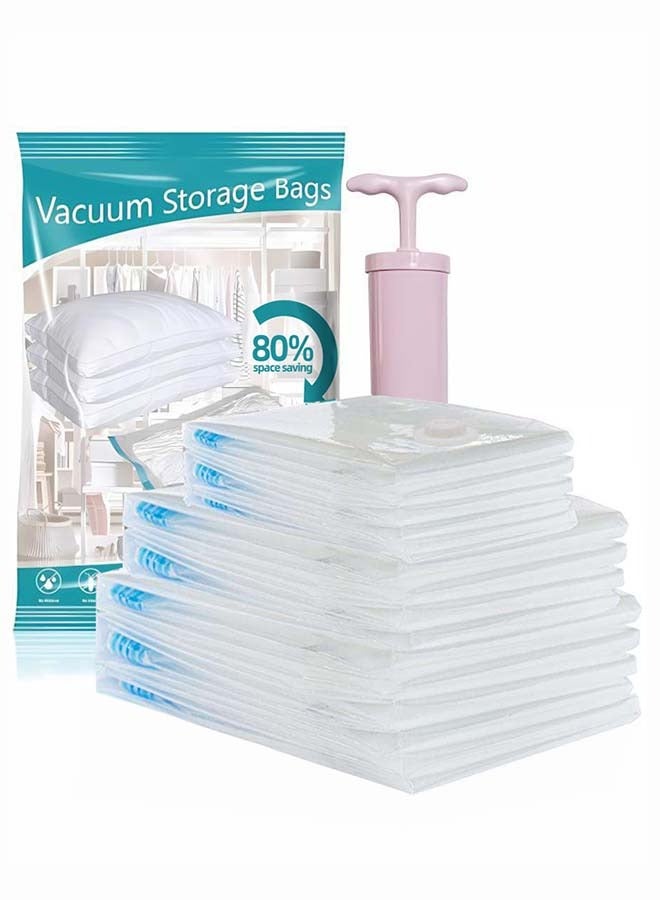 YIM-VIBEHAUS Plastic Vacuum Seal Bag Vacuum Storage Bags with Pump, 8 Pack (3 Jumbo, 2 Large, 3 Medium) Vacuum Seal Storage Bags, Reusable Vacuum Bags for Clothes, Mattress, Blanket, Duvets, Pillows, Comforters, Quilt, Travel - Image 1