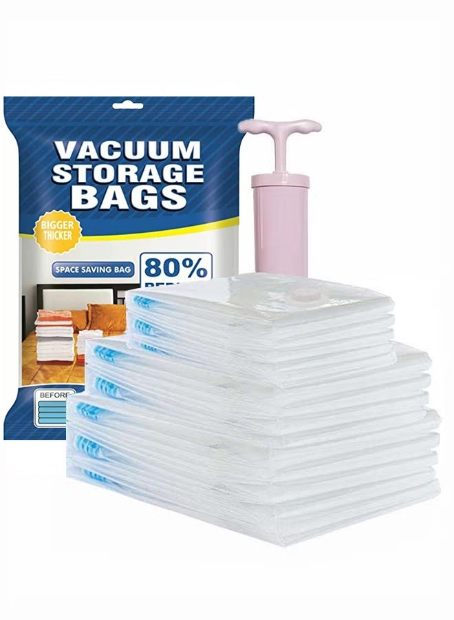 YIM-VIBEHAUS Plastic Vacuum Seal Bag Vacuum Storage Bags with Pump, 8 Pack (3 Jumbo, 2 Large, 3 Medium) Vacuum Seal Storage Bags, Reusable Vacuum Bags for Clothes, Mattress, Blanket, Duvets, Pillows, Comforters, Quilt, Travel - Image 1