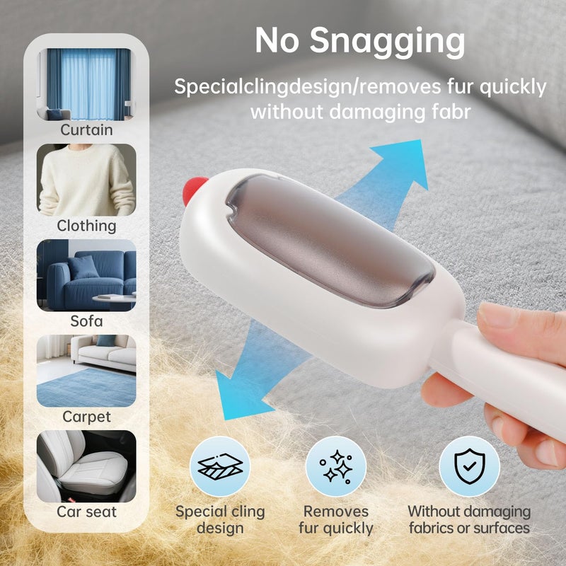 inaBuletwo Reusable Pet Hair Remover Lint Roller Brush, Washable Pet Cat Dog Hair Removal Roller Tool for Clothes (White) - Image 5