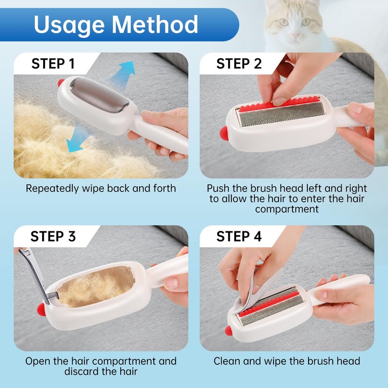 inaBuletwo Reusable Pet Hair Remover Lint Roller Brush, Washable Pet Cat Dog Hair Removal Roller Tool for Clothes (White) - Image 3