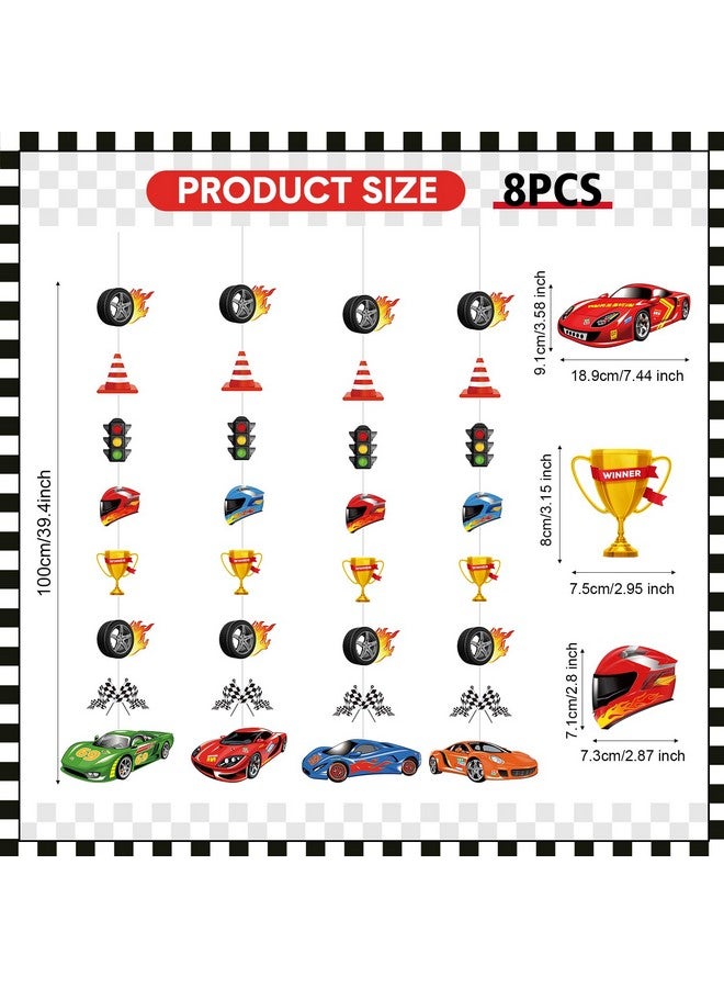 Faccito Faccito Race Car Party Decorations Checkered Flags Paper Banner Two Fast Birthday Decor Race Car Paper Cutout Racetrack Wheels Hanging Garland for Trunk Checkered Flag Birthday Party Supplies Decor - Image 2