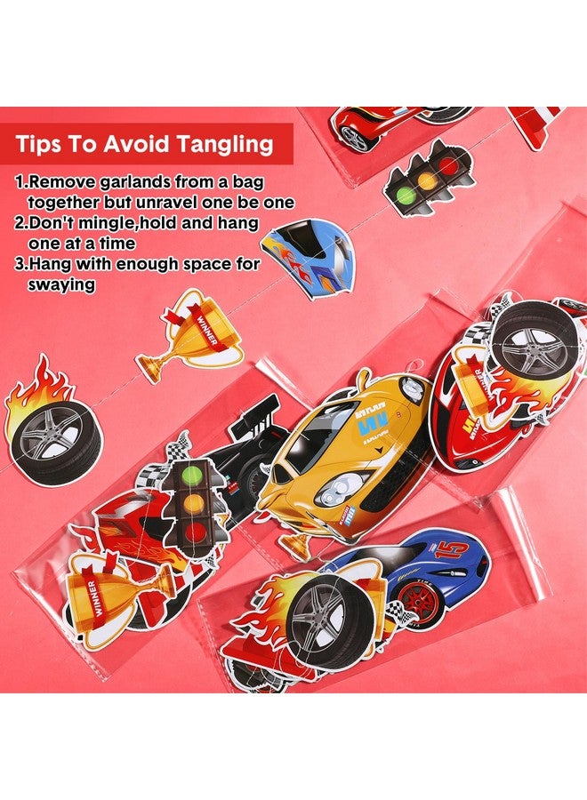 Faccito Faccito Race Car Party Decorations Checkered Flags Paper Banner Two Fast Birthday Decor Race Car Paper Cutout Racetrack Wheels Hanging Garland for Trunk Checkered Flag Birthday Party Supplies Decor - Image 3