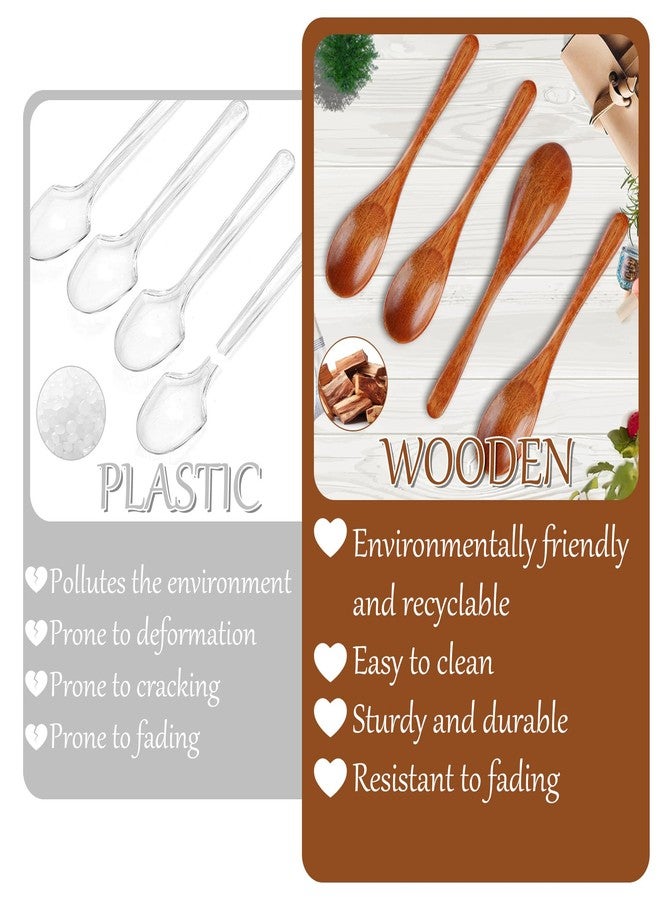 Ninsula 7PCS Wooden Spoons, 5.9 Inch Wooden Spoons for Eating, Natural Wood Grain Spoon, Hardwood Wooden Honey Teaspoon for Yogurt, Coffee, Tea, Jam, Sugar, Ice Cream - Image 3