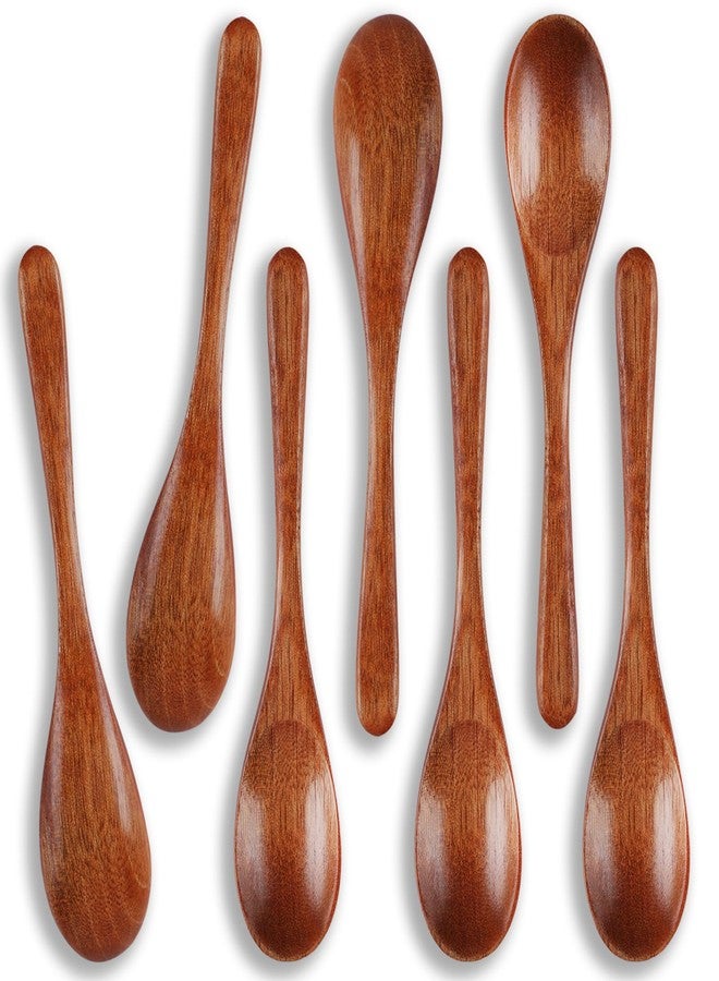 Ninsula 7PCS Wooden Spoons, 5.9 Inch Wooden Spoons for Eating, Natural Wood Grain Spoon, Hardwood Wooden Honey Teaspoon for Yogurt, Coffee, Tea, Jam, Sugar, Ice Cream - Image 1