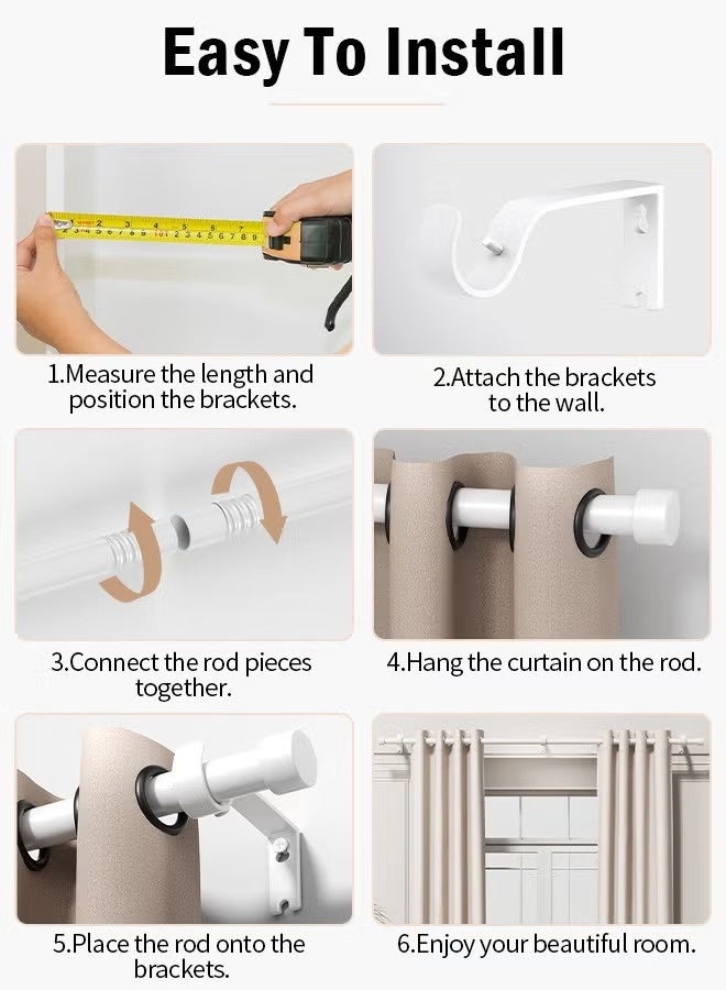 Bukela 2 Packs Heavy Duty Curtain Rod Brackets, Double Rod Holder for Curtains & Clothes, White Metal Pole Support with Screws - Image 3