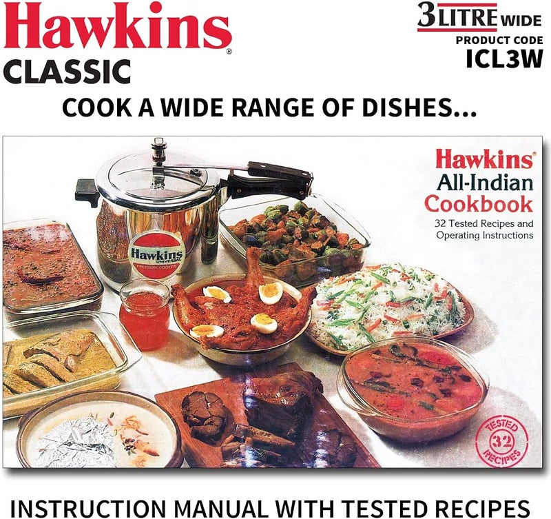 هوكينز طنجرة ضغط من الألمنيوم من Hawkins الكلاسيكية، سعة 3 لترات، مع غطاء داخلي، مصممة للاستخدام على المواقد الحرارية، لون فضي (ICL3W) - Image 5