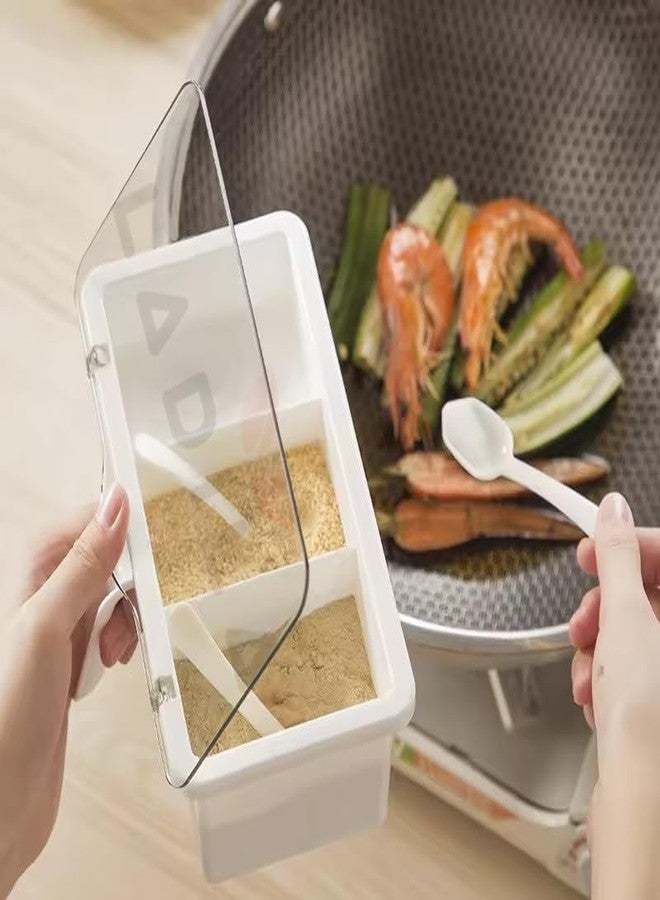 CLEGERZ Spice Box for Kitchen 3- Compartment Acrylic Seasoning Box | Storage Container Condiment Jars - Cruet with Cover and Spoon | kitchen storage, salt, pepper, sugar and coffee - Image 2