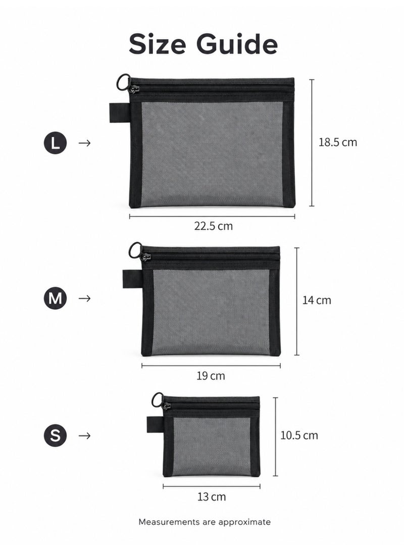 Transparent Toiletry Bag Cosmetic Organizer Pouch Travel Makeup Storage Bag Black,Size M - Image 4